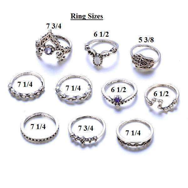 10 Piece Vintage Stackable Ring Set