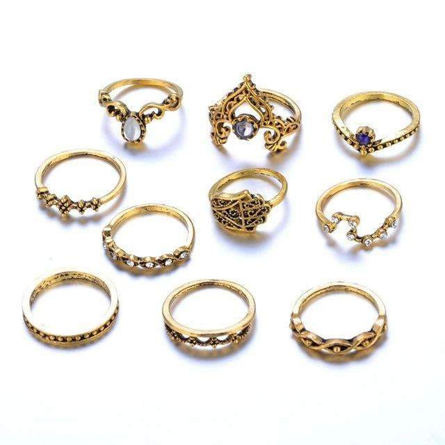 10 Piece Vintage Stackable Ring Set